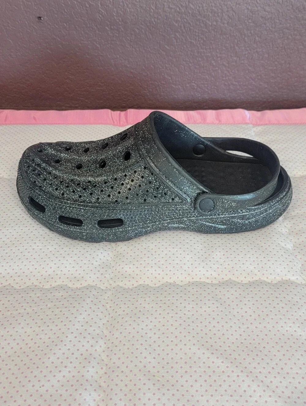 Black Glitter Sparkle Unisex Clogs Slip On Shoes Men's 10/Women's 12